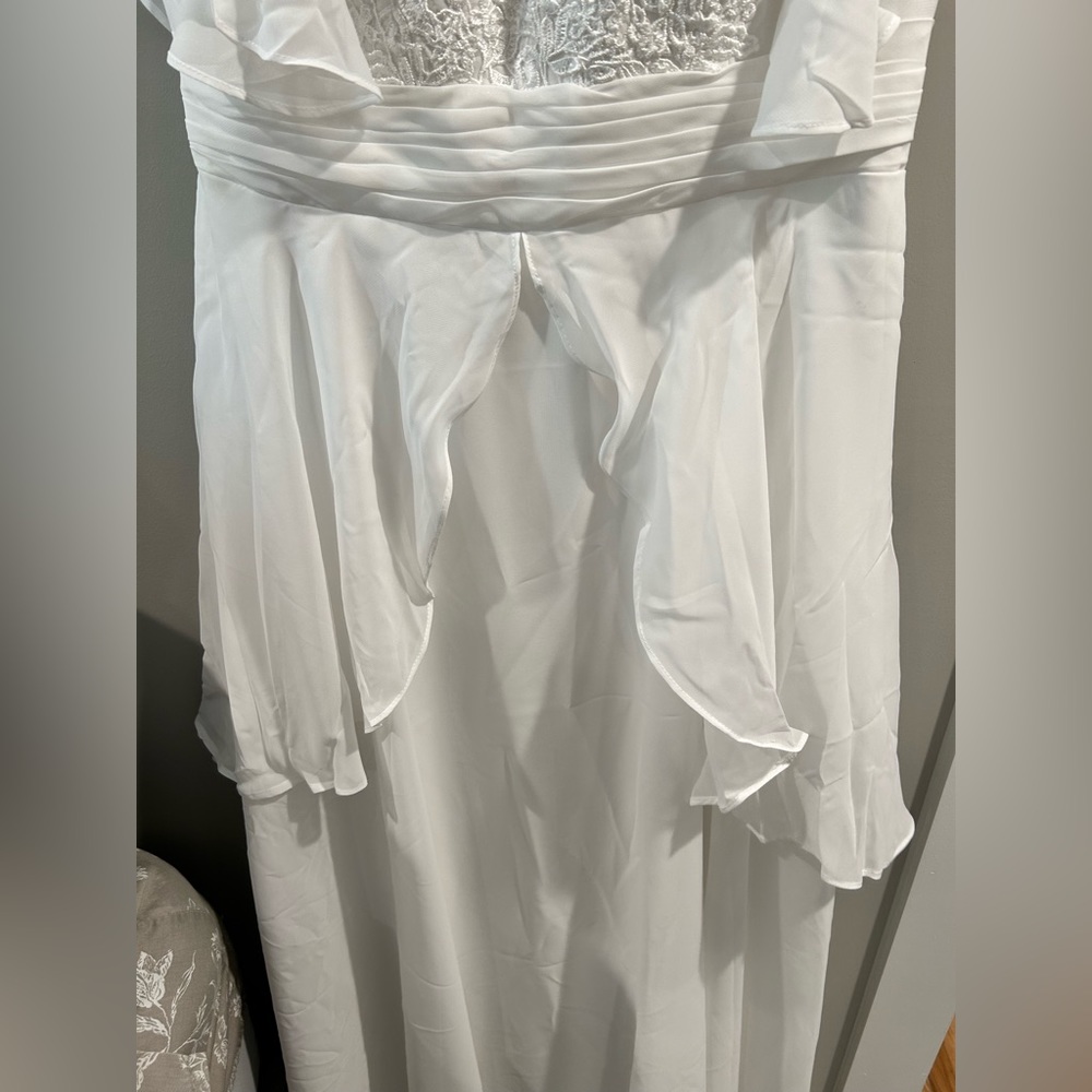 A-Line/Princess Chiffon V-neck Ruched Short Sleeves Floor-Length Wedding dress - Picture 7 of 9